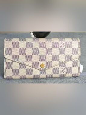 Louis Vuitton Damier Azur Checkered Wallet in Cream and Blue-Gray